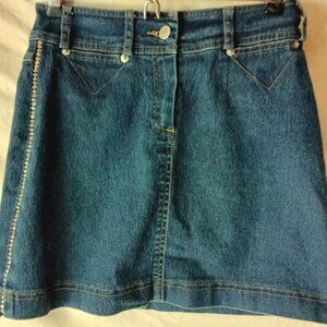 Junior's Denim Stretch Jean Mini Skirt Rhinestone Size 5